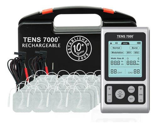 Tens 7000 Unidad Tens Recargable Estimulador Muscular, Paque