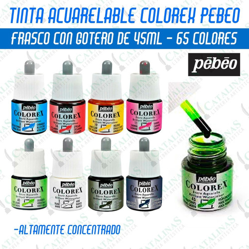 Tinta Acuarelable Pebeo Colorex En Frasco De 45ml