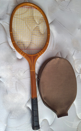 Raqueta De Tenis De Madera Antigua Con Funda Muy Buen Estado Marrón (Usado)