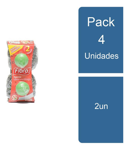 Pack 4 Esponja Virutilla Laser Con Mango 2un Fibro