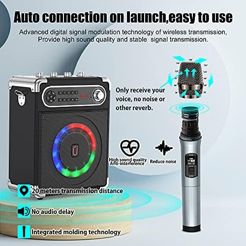 Jauyxian Altavoz Bluetooth Con Dos Micrófonos Inalámbricos,