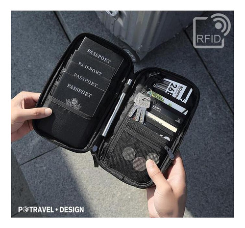 Cartera De Viaje Con Soporte Para Pasaporte Familiar, Funda