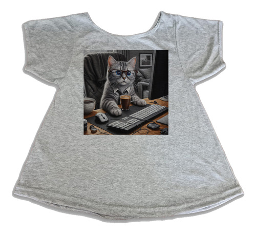 Musculosa Dama Gato Oficina Working Trabajo Taza Cafe M1