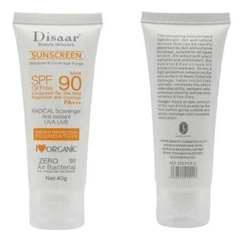 Protetor Solar Facial Orgânico Oil Free 90 Max Disaar  40g