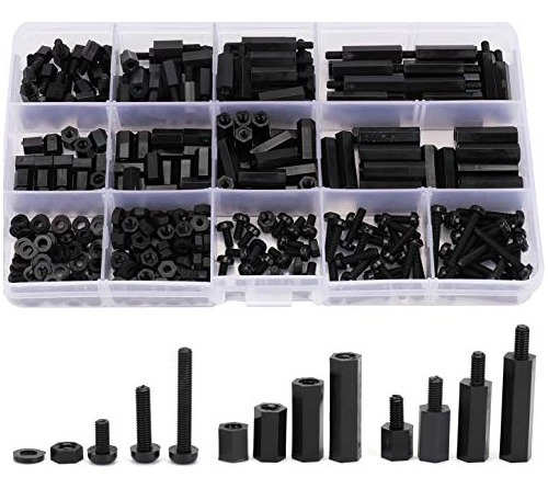 Jucoan Kit Separadores Hexagonales Nylon M3 380 Piezas (negr