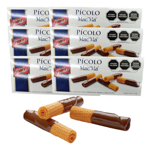Pícolo Barquillo 12 De 115g C/u Cobertura Chocolate Mac Ma