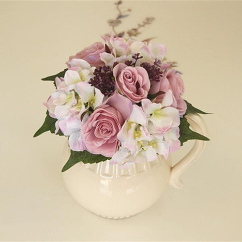 Seda Rosa Flores Artificiales Ramo Hogar Boda Decoración