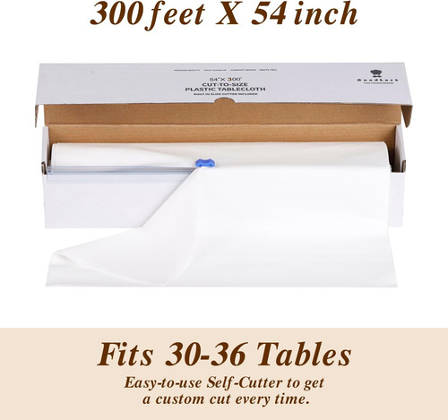 Goodluck Manteles De Plástico De 54 Pulgadas X 300 Pies Con