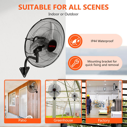 Ventilador De Pared Zmrtdwo, 50 Cm, Oscilante, 3 Velocidades