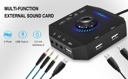 Adaptador de Tarjeta de Sonido de Audio con 18 Tipos de Efectos de Sonido Ajuste de tamaño de reverberación 6 Modos de Efectos Tarjeta de Sonido Externa Tarjeta de Sonido Bluetooth