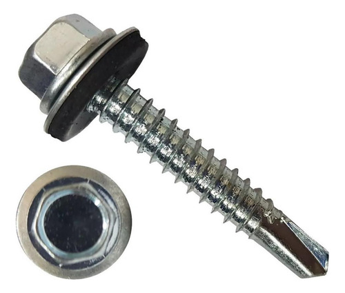 Tornillo Hexagonal Techo 14 X 2 C/arandela Punta Mecha X 100