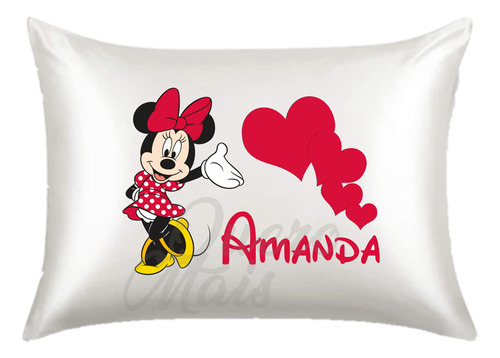 Fronha De Cetim Personalizada Minnie Com Nome M005