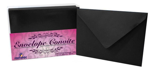 Envelope Para Convite Preto 120g 163x225mm Pt 50 Un Romitec