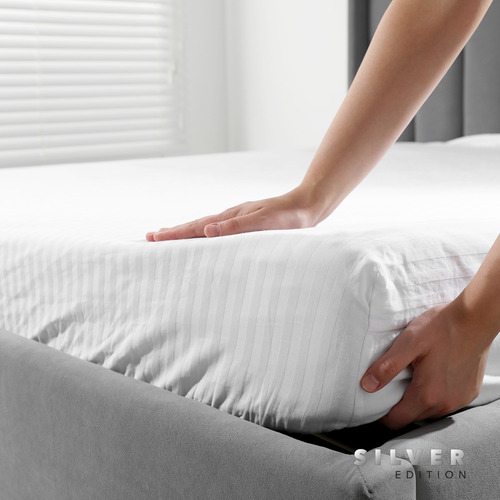 Colchón Matrimonial 20 Cm + Sábanas, Protector Y Almohada Blanco Con Gris
