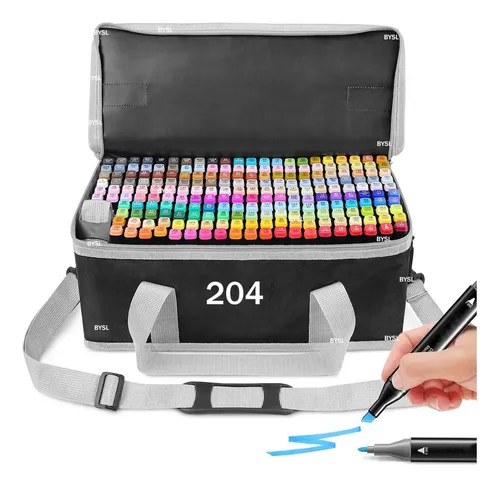 Kit Conjunto Canetas Marcador Permanen Ponta Dupla 204 Cores