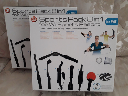 Accesorios Para Wii Pack Sports 8 En 1 Color Negro Geniales!