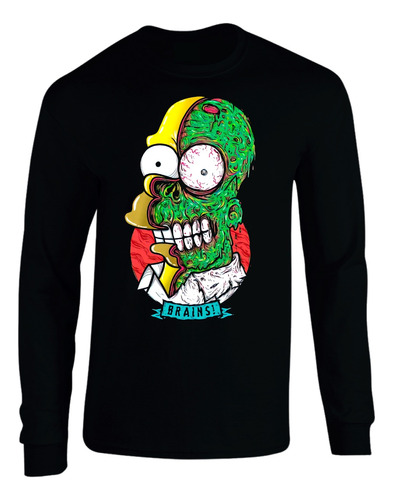 Camiseta Homero Simpson Zombie Manga Larga Camibuso Sueter