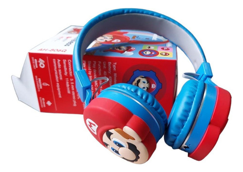 Audífonos inalámbricos OEM Mario Bros Ah-806 azul