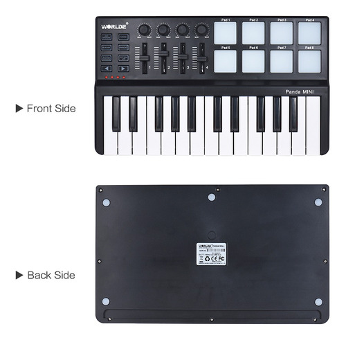 Mini Teclado Midi Worlde Panda De 25 Teclas Con Puerto Usb