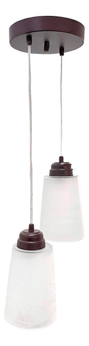 Lampara Colgante Charola 2 Luces Pantallas Blanco Marmol. Chocolate