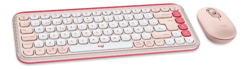 Kit Logitech Pop Icon Teclado + Mouse Inalámbrico Bt Rosa