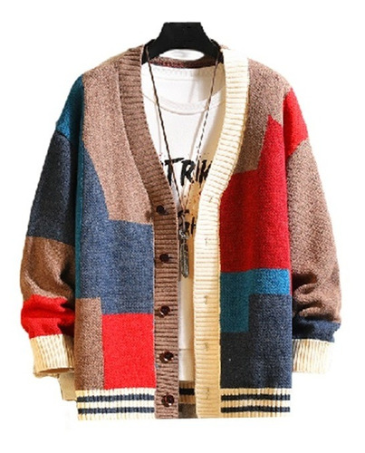 Imagen 2 de 6 de Suéter Con Cuello En V Para Hombre Chaqueta De Punto Casual