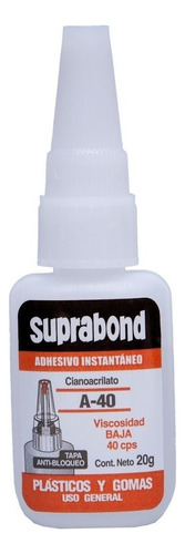 Adhesivo Cianoacrilato Suprabond A-40 Plásticos Y Gomas 20gPegamento Líquido Suprabond Cianocrilato Adhesivo