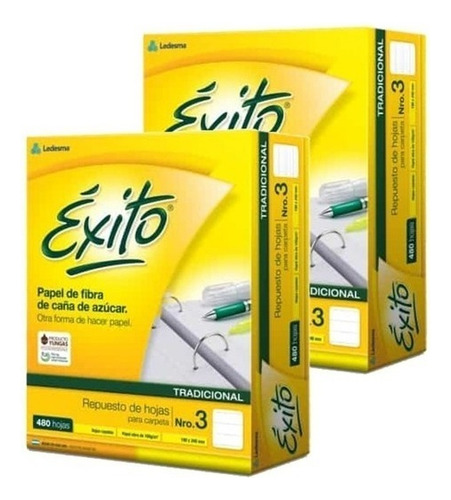 Repuesto Para Carpetas Éxito Tipo Rayado X 480 Hojas