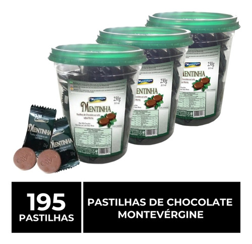 195 Pastilhas De Chocolate Com Menta, Mentinha, Montevérgine