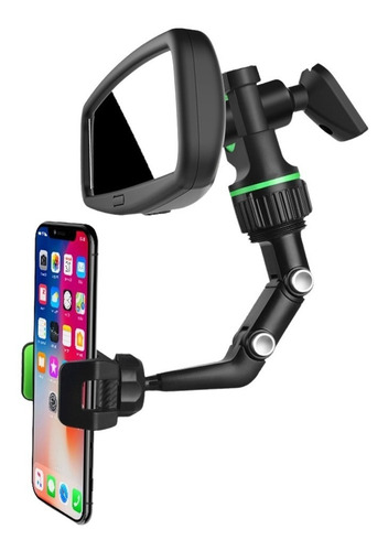 Imagen 2 de 10 de Soporte Celular Espejo Retrovisor Auto Giro 360 Grados