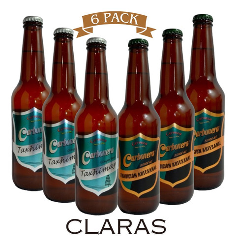 6 Pack De Cervezas Artesanales Carbonera Claras De 355 Ml