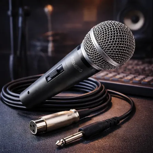 Microfone Potente Com Fio Dinâmico Profissional Cardioide Metal Karaoke Festa Bar Cancelamento De Ruído Igreja Metal... Preto