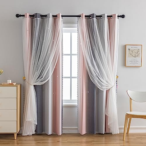 Cortinas Ombré Arco Iris Para Dormitorio Bebé, 2 Paneles