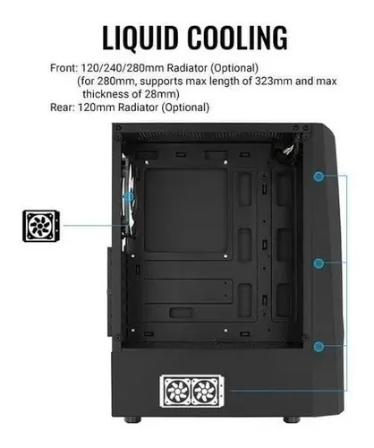 Semitorre Chasis Gamer Aerocool Wave Rgb Vidrio 4 Fans Frgb