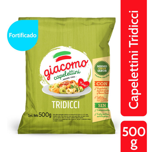 Giacomo Capelettini Tridicci Pasta Semola Fortificada 500 Gr