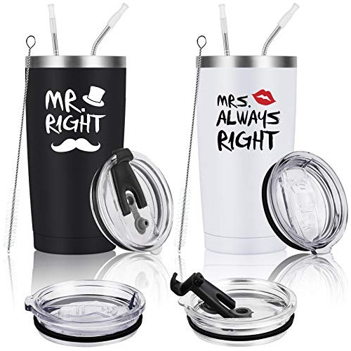 Mr. Right Mrs. Right Juego De Vasos De Viaje, Regalo De...