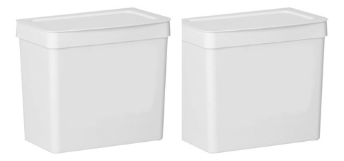 Kit 2 Lixeira 5 L Com Tampa Cozinha Pia Bancada Cor Branco