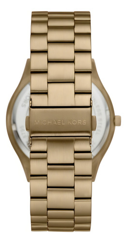 Reloj Analógico Hombre Michael Kors Slim Runway Varios Col Correa Dorado Bisel Dorado Fondo Dorado