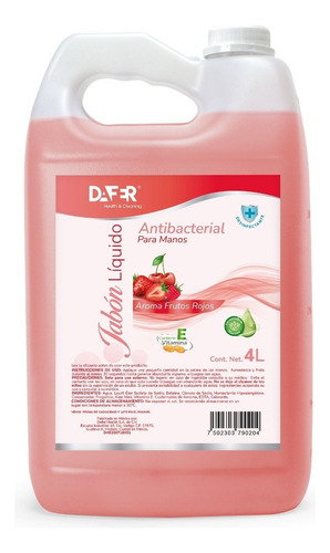 Jabón Líquido Antibacterial Manos Galón 4l Con Aloe Vera