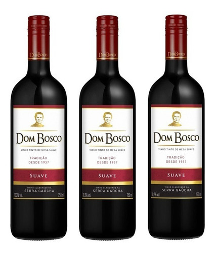 Kit Vinho Dom Bosco Tinto Suave 750ml 3 Unidades