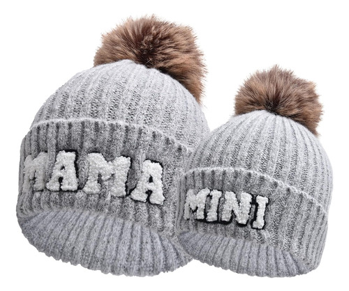 Gorro De Punto Para Padres E Hijos Para Mujer, Gorro Gris,claro Talla Única