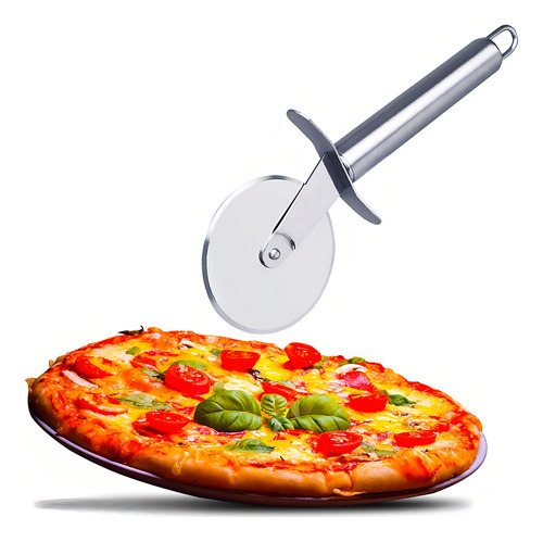 10 Cortador De Pizza Para Massa Grossa Em Aço Inox Cor Prateado