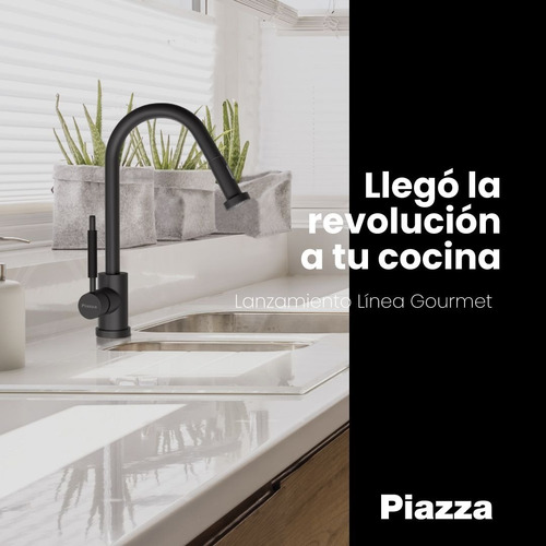 Canilla Cocina Extensible Grifería Piazza Negro Extraible