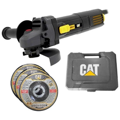 Set Amoladora Angular Maletin Discos Caterpillar Dx371 750w Color Negro