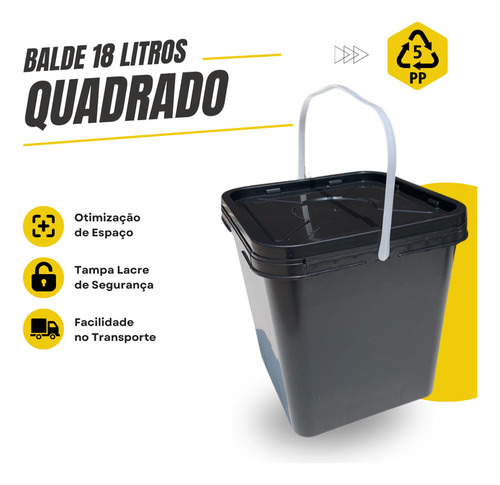 Balde Quadrado Alça Plastica Alagoas 5 Pçs