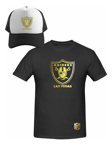 Kit Playera + Gorra Sublimada Estilo Las Vegas Raiders Gold