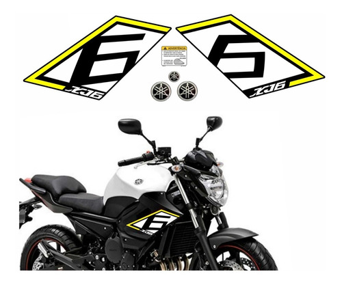 Adesivos Compatível Xj6 Sp Branco/amarelo Fluorescente R300 Cor PADRÃO