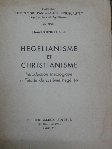 Imagen 2 de 5 de Hegelianisme Et Christianisme * Henri Rondet *