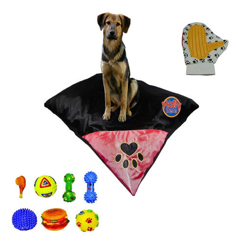 Colchón Lavable Para Mascotas Gigante + Guante + Juguete Md