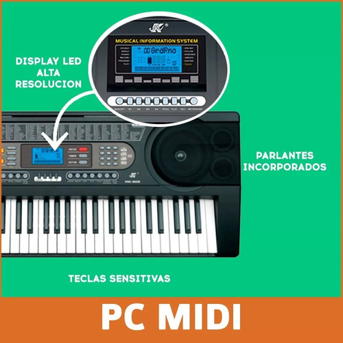 Imagen 7 de 10 de Organo Teclado Musical Mk902 61 Teclas Sensitivo Promo